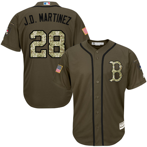 Red Sox #28 J. D. Martinez Green Salute to Service Stitched Baseball Jersey