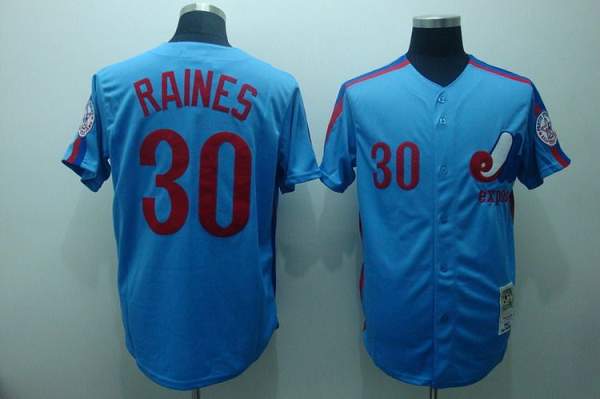 Mitchell and Ness Expos #30 Tim Raines Stitched Blue Throwback Baseball Jersey