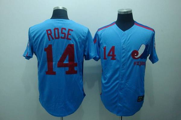 Mitchell and Ness Expos #14 Pete Rose Blue Stitched Throwback Baseball Jersey