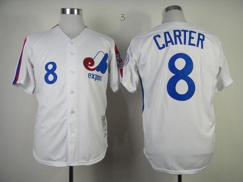Mitchell And Ness 1982 Expos #8 Gary Carter White Throwback Stitched Baseball Jersey