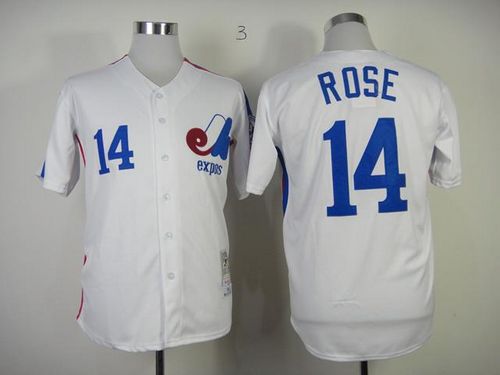 Mitchell And Ness Expos #14 Pete Rose White Throwback Stitched Baseball Jersey
