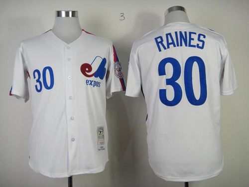 Mitchell And Ness Expos #30 Tim Raines White Throwback Stitched Baseball Jersey