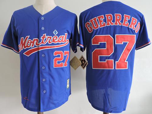Mitchell And Ness 2004 Expos #27 Vladimir Guerrero Blue Throwback Stitched Baseball Jersey