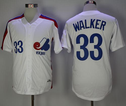 Mitchell And Ness Expos #33 Larry Walker White Throwback Stitched Baseball Jersey