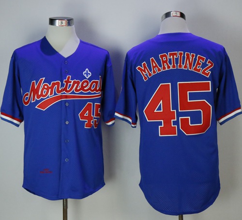 Mitchell And Ness BP Expos #45 Pedro Martinez Blue Throwback Stitched Baseball Jersey