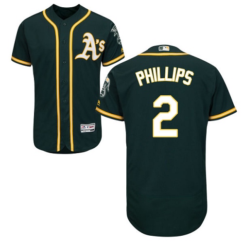 Athletics #2 Tony Phillips Green Flexbase Authentic Collection Stitched Baseball Jersey