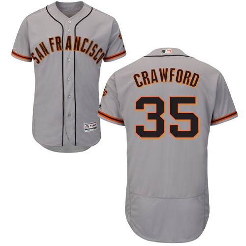 Giants #35 Brandon Crawford Grey Flexbase Authentic Collection Road Stitched Baseball Jersey
