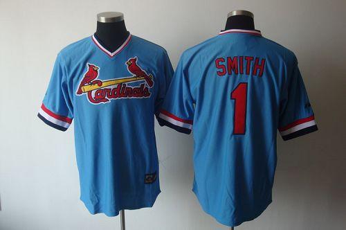 Cardinals #1 Ozzie Smith Blue Cooperstown Throwback Stitched Baseball Jersey