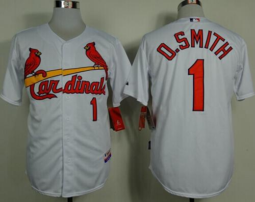Cardinals #1 Ozzie Smith White Cool Base Stitched Baseball Jersey