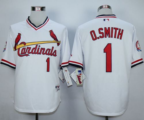 Cardinals #1 Ozzie Smith White 1982 Turn Back The Clock Stitched Baseball Jersey