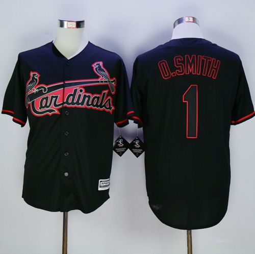 Cardinals #1 Ozzie Smith Black New Cool Base Fashion Stitched Baseball Jersey