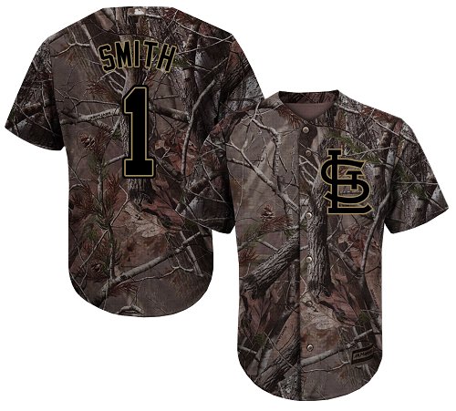 Cardinals #1 Ozzie Smith Camo Realtree Collection Cool Base Stitched Baseball Jersey