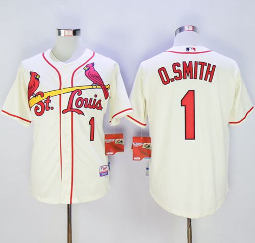 Cardinals #1 Ozzie Smith Cream Cool Base Stitched Baseball Jersey