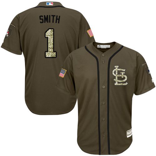Cardinals #1 Ozzie Smith Green Salute to Service Stitched Baseball Jersey