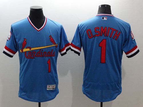 Cardinals #1 Ozzie Smith Light Blue Flexbase Authentic Collection Cooperstown Stitched Baseball Jersey