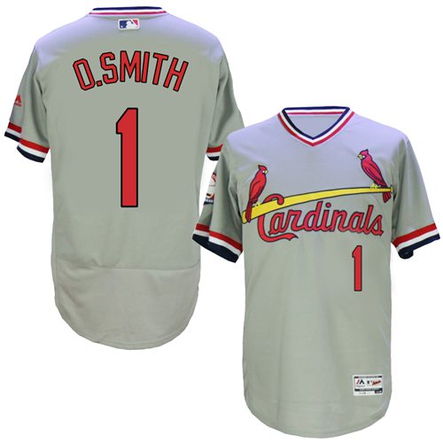 Cardinals #1 Ozzie Smith Grey Flexbase Authentic Collection Cooperstown Stitched Baseball Jersey