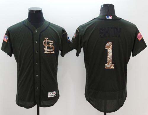 Cardinals #1 Ozzie Smith Green Flexbase Authentic Collection Salute to Service Stitched Baseball Jersey