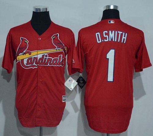 Cardinals #1 Ozzie Smith Red New Cool Base Stitched Baseball Jersey