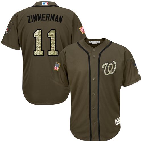 Nationals #11 Ryan Zimmerman Green Salute to Service Stitched Baseball Jersey