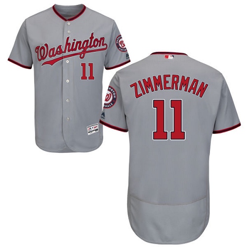 Nationals #11 Ryan Zimmerman Grey Flexbase Authentic Collection Stitched Baseball Jersey