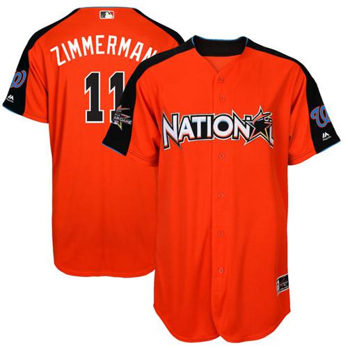 Nationals #11 Ryan Zimmerman Orange 2017 All-Star National League Stitched Baseball Jersey