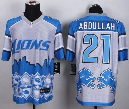 Nike Lions #21 Ameer Abdullah Blue Men's Stitched NFL Elite Noble Fashion Jersey