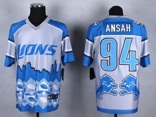 Nike Lions #94 Ziggy Ansah Blue Men's Stitched NFL Elite Noble Fashion Jersey