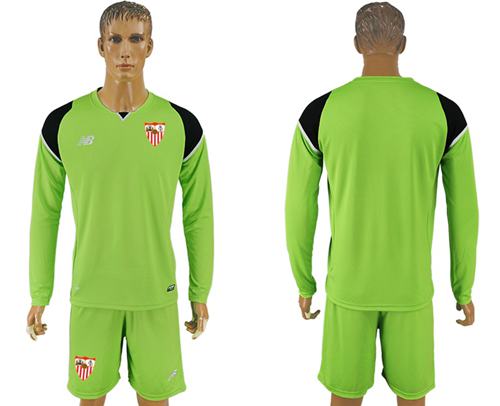 Sevilla Blank Green Goalkeeper Long Sleeves Soccer Club Jersey