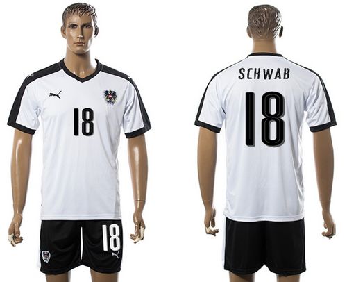 Austria #18 Schwab White Away Soccer Country Jersey