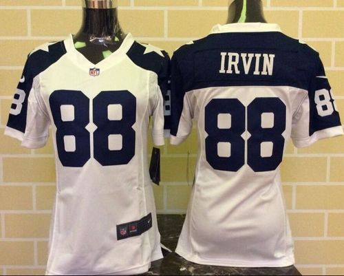 Nike Cowboys #88 Michael Irvin White Thanksgiving Throwback Women's Stitched NFL Elite Jersey