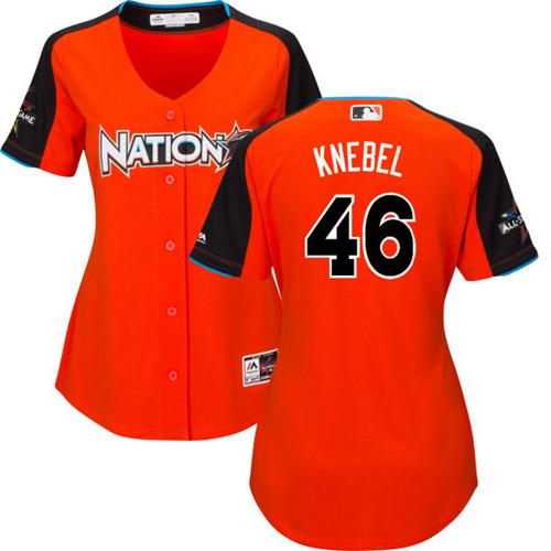 Brewers #46 Corey Knebel Orange 2017 All-Star National League Women's Stitched Baseball Jersey