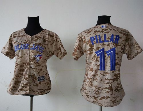 Blue Jays #11 Kevin Pillar Camo Women's Fashion Stitched Baseball Jersey