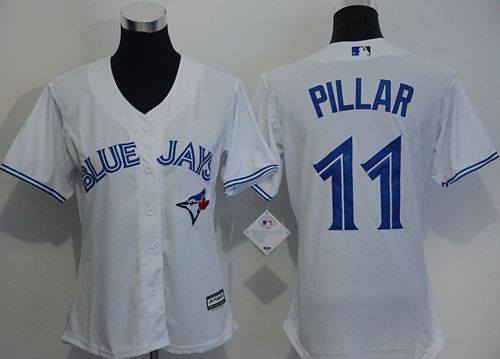 Blue Jays #11 Kevin Pillar White Women's Home Stitched Baseball Jersey