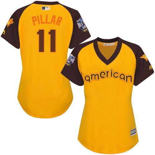 Blue Jays #11 Kevin Pillar Gold 2016 All-Star American League Women's Stitched Baseball Jersey