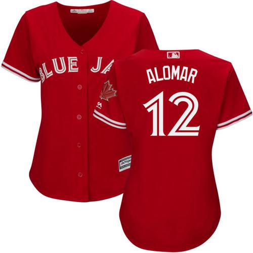 Blue Jays #12 Roberto Alomar Red Women's Canada Day Stitched Baseball Jersey