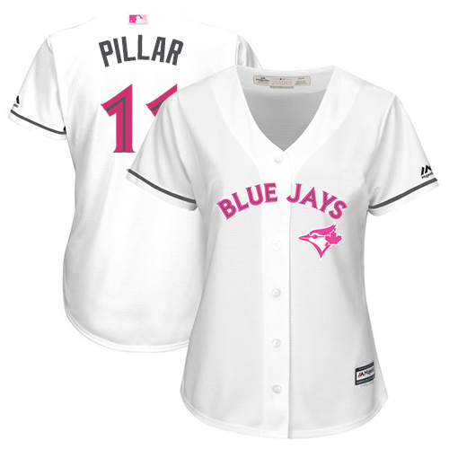 Blue Jays #11 Kevin Pillar White Mother's Day Cool Base Women's Stitched Baseball Jersey