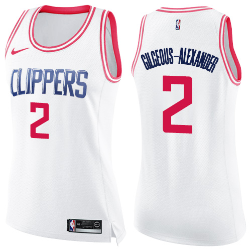 Nike Clippers #2 Shai Gilgeous-Alexander White/Pink Women's NBA Swingman Fashion Jersey