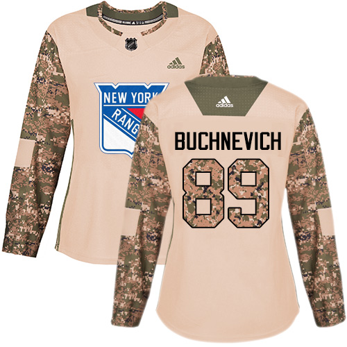 Adidas Rangers #89 Pavel Buchnevich Camo Authentic 2017 Veterans Day Women's Stitched NHL Jersey
