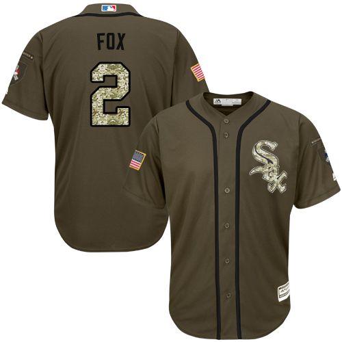 White Sox #2 Nellie Fox Green Salute to Service Stitched Youth Baseball Jersey