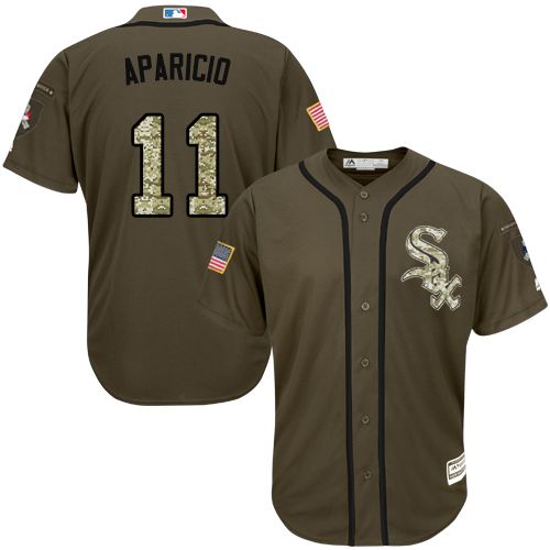 White Sox #11 Luis Aparicio Green Salute to Service Stitched Youth Baseball Jersey