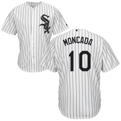 White Sox #10 Yoan Moncada White(Black Strip) Home Cool Base Stitched Youth Baseball Jersey