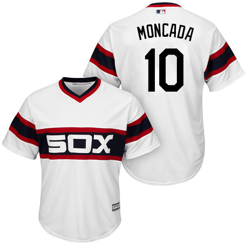 White Sox #10 Yoan Moncada White Alternate Home Cool Base Stitched Youth Baseball Jersey
