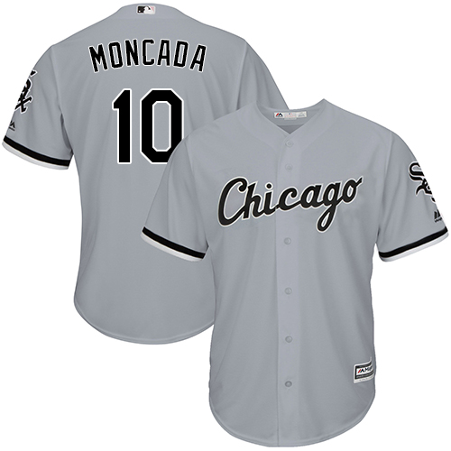 White Sox #10 Yoan Moncada Grey Cool Base Stitched Youth Baseball Jersey