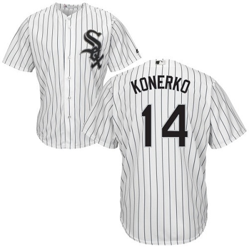 White Sox #14 Paul Konerko White(Black Strip) Home Cool Base Stitched Youth Baseball Jersey