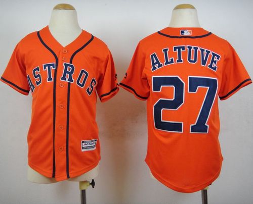 Astros #27 Jose Altuve Orange Cool Base Stitched Youth Baseball Jersey