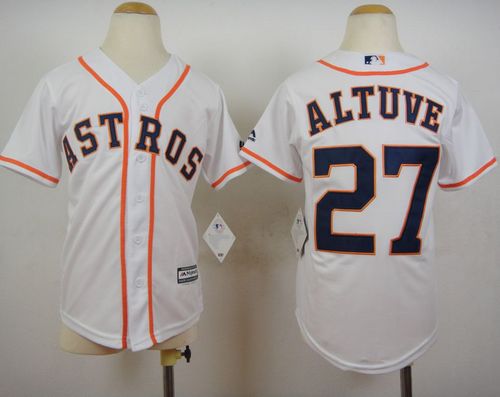 Astros #27 Jose Altuve White Cool Base Stitched Youth Baseball Jersey