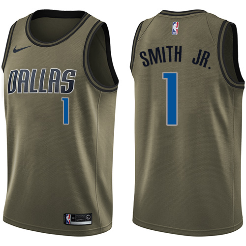 Nike Mavericks #1 Dennis Smith Jr. Green Salute to Service Youth NBA Swingman Jersey